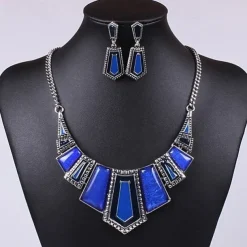 Crystal Jewelry Set Party Statement Ladies Casual Vintage Cute Cubic Zirconia Earrings Jewelry Purple / Red / Blue For Party / Necklace