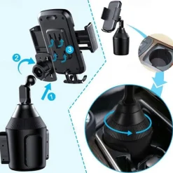 Cup Holder Phone Mount Buckle Type Rotatable Clamp Clip Phone Holder for Car Car Truck Compatible with All Mobile Phone Phone Accessory