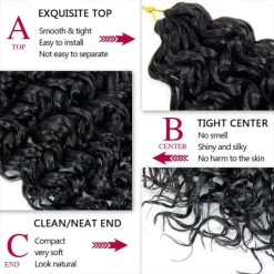 Curl Crochet hair for Black Women Short Beach Curl crochet hair Bohemian Crochet Braids Natural Black Deep Wave Braiding hair Extensions