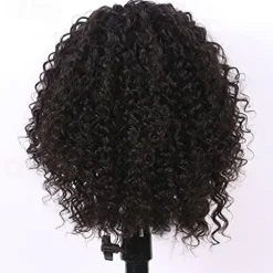 Curly Full Machine Made Scalp Top Wig With Bangs Scalp Top Kinky Curly Wigs Remy Brazilian Curly Human Hair Wigs For Women Natural Color 8-30 inch
