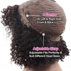 Curly Full Machine Made Scalp Top Wig With Bangs Scalp Top Kinky Curly Wigs Remy Brazilian Curly Human Hair Wigs For Women Natural Color 8-30 inch