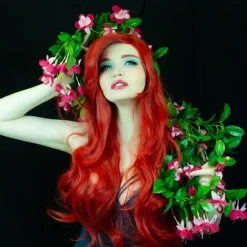 Curly Red Mermaid Wig for Women Long Wavy Cosplay Daily Hair Heat Resistant Synthetic Fiber Wig for Party Christmas（Only Wigs） Halloween Wigs