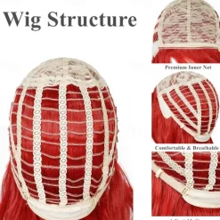 Curly Red Mermaid Wig for Women Long Wavy Cosplay Daily Hair Heat Resistant Synthetic Fiber Wig for Party Christmas（Only Wigs） Halloween Wigs