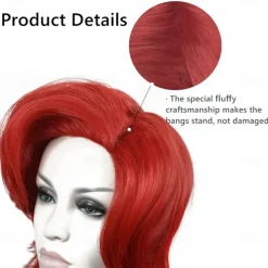 Curly Red Mermaid Wig for Women Long Wavy Cosplay Daily Hair Heat Resistant Synthetic Fiber Wig for Party Christmas（Only Wigs） Halloween Wigs