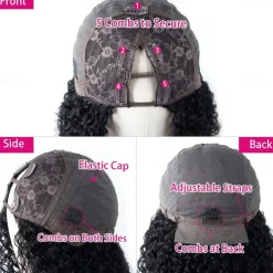 Curly V Part Wigs Brazilian Kinky Curly Human Hair Wigs for Black Women V Shape Wigs No Leave Out Lace Front Wigs Upgrade U Part Wigs Full Head Clip In Half Wigs