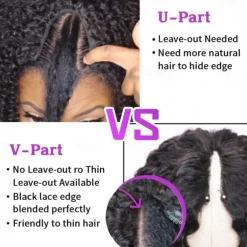 Curly V Part Wigs Brazilian Kinky Curly Human Hair Wigs for Black Women V Shape Wigs No Leave Out Lace Front Wigs Upgrade U Part Wigs Full Head Clip In Half Wigs