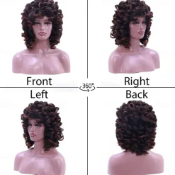 Curly Wigs for Black Women Soft Short Curly Wig with Bangs Afro Loose Curls Heat Resistant Synthetic Wig for Women