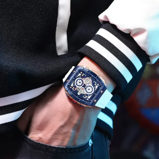 CURREN Men Quartz Watch Creative Outdoor Sports Analog Wristwatch Chronograph Waterproof Luminous Calendar Date Silicone Strap Watch
