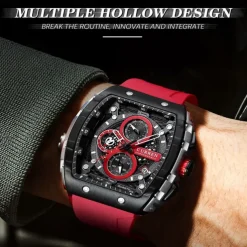 CURREN Men Quartz Watch Creative Outdoor Sports Analog Wristwatch Chronograph Waterproof Luminous Calendar Date Silicone Strap Watch