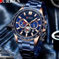 CURREN Men Quartz Watch Fashion Business Wristwatch Luminous Calendar Waterproof Decoration Steel Watch