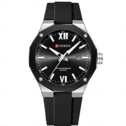 CURREN Men Quartz Watch Sports Fashion Casual Wristwatch Luminous Calendar Waterproof Decoration Silicone Gel Watch
