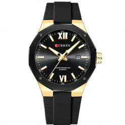 CURREN Men Quartz Watch Sports Fashion Casual Wristwatch Luminous Calendar Waterproof Decoration Silicone Gel Watch