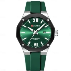 CURREN Men Quartz Watch Sports Fashion Casual Wristwatch Luminous Calendar Waterproof Decoration Silicone Gel Watch