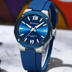 CURREN Men Quartz Watch Sports Fashion Casual Wristwatch Luminous Calendar Waterproof Decoration Silicone Gel Watch
