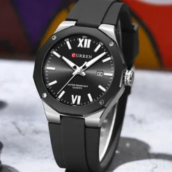 CURREN Men Quartz Watch Sports Fashion Casual Wristwatch Luminous Calendar Waterproof Decoration Silicone Gel Watch