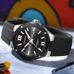 CURREN Men Quartz Watch Sports Fashion Casual Wristwatch Luminous Calendar Waterproof Decoration Silicone Gel Watch