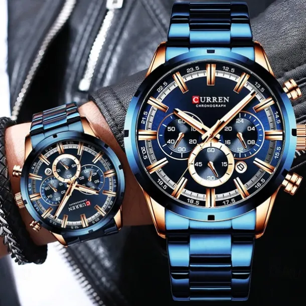 CURREN Men Watch Top Brand Luxury Sports Quartz Mens Watches Full Steel Waterproof Chronograph Wristwatch Men Relogio Masculino