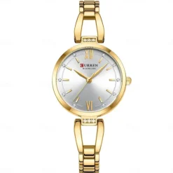 CURREN Women Quartz Watch Minimalist Fashion Wristwatch Waterproof Decoration Stainless Steel Watch