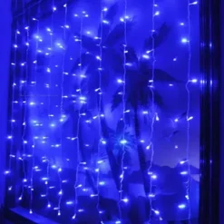 Curtain String Lights 3x1M 3x2M 3Mx3M Curtain Lights 24V Low Voltage Remote Control Solar Power Plug-in Dual Purpose String Light Thanksgiving Christmas Outdoor Party Garden Decoration Fairy Lights Gypsophila 1 set