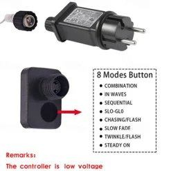 Curtain String Lights 3x1M 3x2M 3Mx3M Curtain Lights 24V Low Voltage Remote Control Solar Power Plug-in Dual Purpose String Light Thanksgiving Christmas Outdoor Party Garden Decoration Fairy Lights Gypsophila 1 set