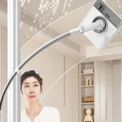 Curved Window Cleaning Brush with Long Handle - Multi-Purpose Squeegee Tool with Extension Rod for Glass Door, Car, Home Floor