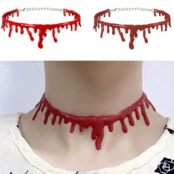Cut Bloody Necklaces Halloween Props Jewelry Irregular Bloodstained Necklaces Halloween Creative Necklaces