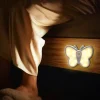 Cute Butterfly Shaped LED Motion Sensor Night Light with Switch, Rechargeable Human Body Infrared Detection 3 Modes for Children's Day Christmas Gift 1PC