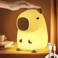 Cute Cartoon Capybara Silicone Night Light USB Rechargeable Timing Dimming Sleep Night Lamp for Children's Room Decor