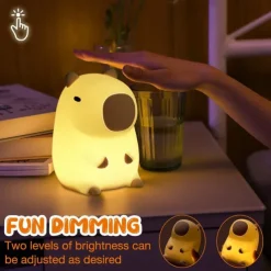 Cute Cartoon Capybara Silicone Night Light USB Rechargeable Timing Dimming Sleep Night Lamp for Children's Room Decor