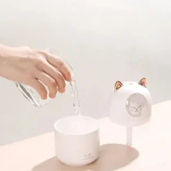 Cute Cat USB Mini Fragrance Humidifier Household Suitable Cool Mist with Adjustable Mist Mode 300ml Water Tank Waterless Auto Shut-off for Bedroom Home Office