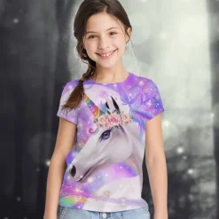 Cute Fashion Animal Short Sleeve Kids 3D Printed T-Shirt Men's And Girls Crewneck Short Sleeve