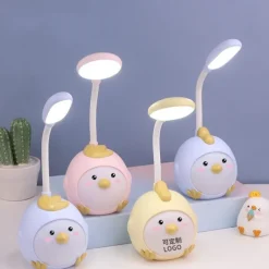 Cute LED Table Lamp Mini Fashion Cartoon Chick Eye Protection Learning Cute Girl Heart Student Dormitory Bedroom USB Rechargeable Reading Table Lamp Night Light Children's Gift
