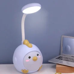 Cute LED Table Lamp Mini Fashion Cartoon Chick Eye Protection Learning Cute Girl Heart Student Dormitory Bedroom USB Rechargeable Reading Table Lamp Night Light Children's Gift