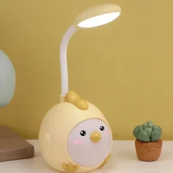 Cute LED Table Lamp Mini Fashion Cartoon Chick Eye Protection Learning Cute Girl Heart Student Dormitory Bedroom USB Rechargeable Reading Table Lamp Night Light Children's Gift