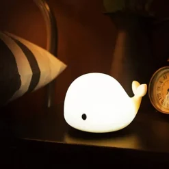 Cute Whale Night Light Touch Color Changing Atmosphere Night Lamp Bedroom Home Decoration Kids Birthday Gift USB Rechargeable