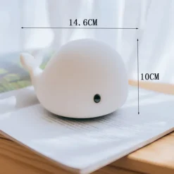 Cute Whale Night Light Touch Color Changing Atmosphere Night Lamp Bedroom Home Decoration Kids Birthday Gift USB Rechargeable