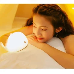 Cute Whale Night Light Touch Color Changing Atmosphere Night Lamp Bedroom Home Decoration Kids Birthday Gift USB Rechargeable