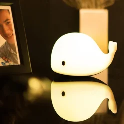 Cute Whale Night Light Touch Color Changing Atmosphere Night Lamp Bedroom Home Decoration Kids Birthday Gift USB Rechargeable