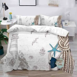 3D Bedding Summer Beach Ocean Marine Life print Print Duvet Cover Bedding Sets Comforter Cover with 1 print Print Duvet Cover or Coverlet，2 Pillowcases for Double/Queen/King