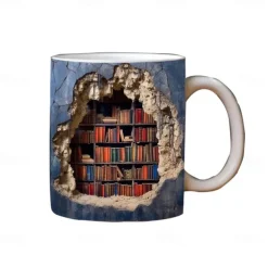 3D Bookshelf Mug Sublimation, 3D Book Mug Wrap, 11oz And 15 Oz Mug Design, 3D Mug Wrap, 11oz Mug Png, 15oz Mug PNG Book Lover Mug Coffee Mug
