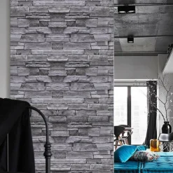3D Brick Wallpaper Stone Self-Adhesive Peel and Stick Removable Contact Paper Refurbish Apartment Dorm Shop Strange Wall Brick Sticker For Bathroom Decor 17.7''x39.37''