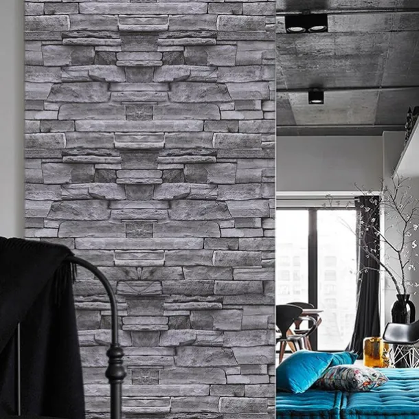 3D Brick Wallpaper Stone Self-Adhesive Peel and Stick Removable Contact Paper Refurbish Apartment Dorm Shop Strange Wall Brick Sticker For Bathroom Decor 17.7''x39.37''