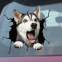 3D Car Stickers Auto Rear Window Puppy Broken Window Stickers French Bulldog Car Stickers Vinyl Decals