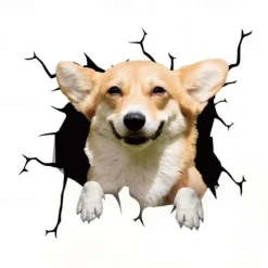 3D Car Stickers Auto Rear Window Puppy Broken Window Stickers French Bulldog Car Stickers Vinyl Decals