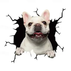 3D Car Stickers Auto Rear Window Puppy Broken Window Stickers French Bulldog Car Stickers Vinyl Decals