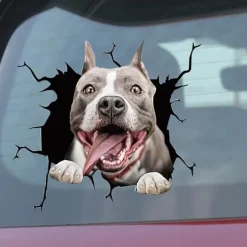 3D Car Stickers Auto Rear Window Puppy Broken Window Stickers French Bulldog Car Stickers Vinyl Decals