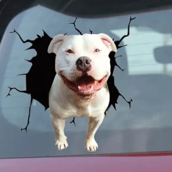 3D Car Stickers Auto Rear Window Puppy Broken Window Stickers French Bulldog Car Stickers Vinyl Decals
