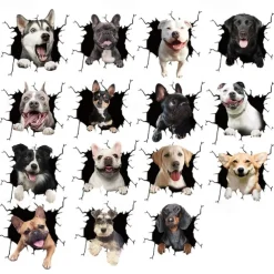 3D Car Stickers Auto Rear Window Puppy Broken Window Stickers French Bulldog Car Stickers Vinyl Decals