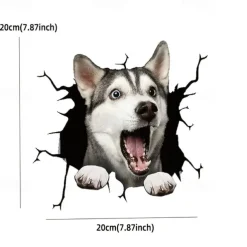 3D Car Stickers Auto Rear Window Puppy Broken Window Stickers French Bulldog Car Stickers Vinyl Decals