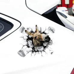 3D Car Stickers Decals Donkey Graphics Stickers PVC Vinyl Car Body Sticker Animal Funny Self-Adhesive Car Door Window Decoration Stickers